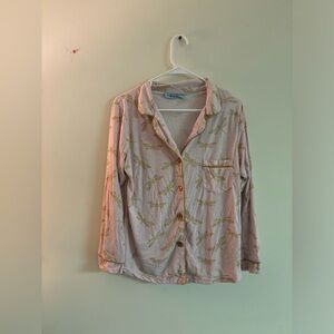 BH PJs Pink Dragonfly Pajama Top Button Front Size medium